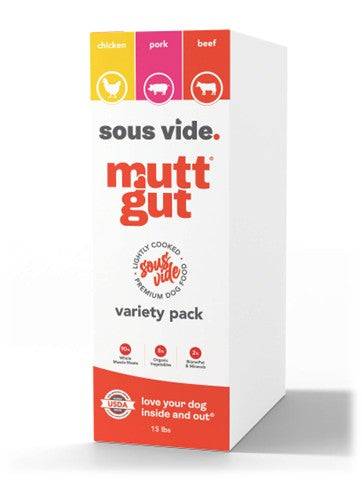 Mutt Gut - Frozen Lightly Cooked Variety Pack 15lb box for Dogs
