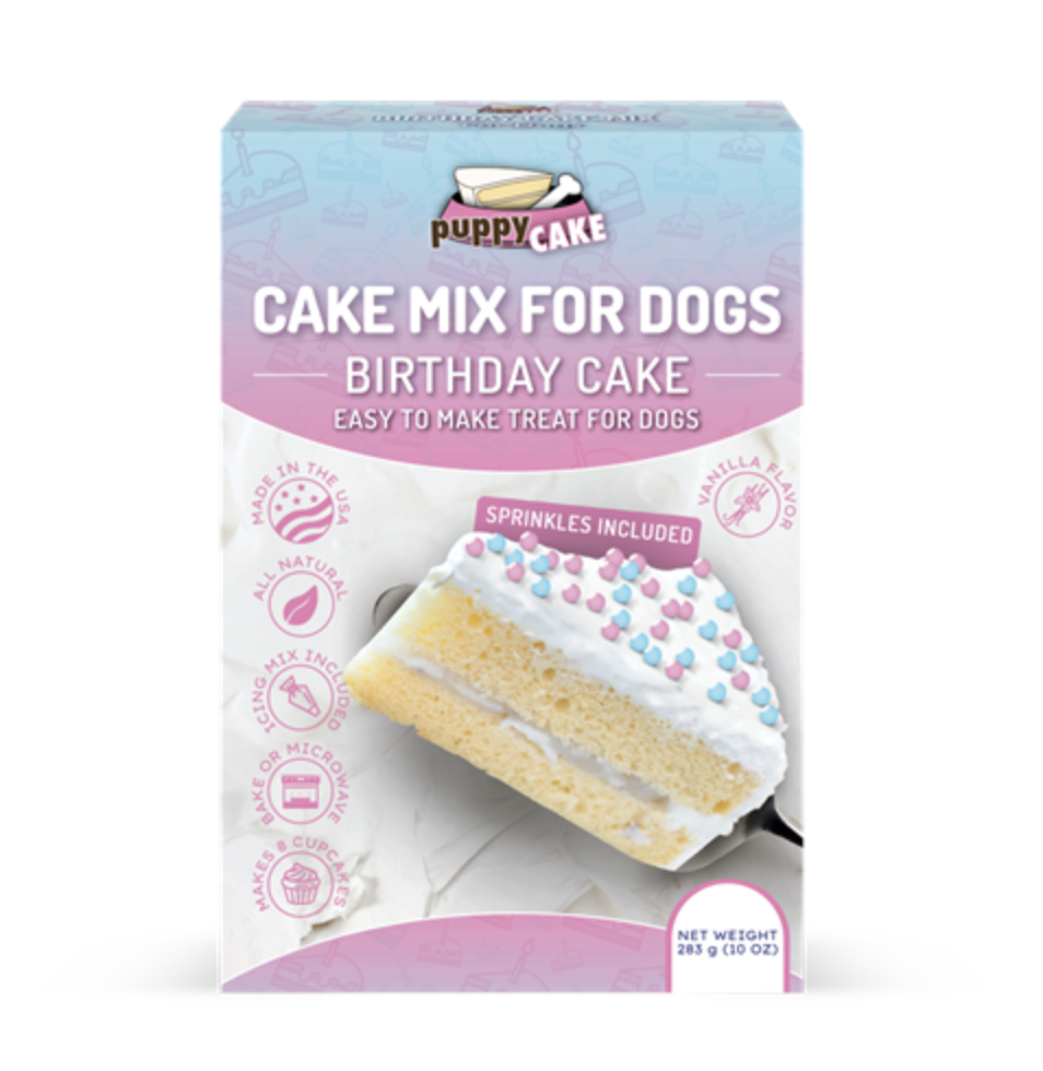 Puppy Cake Mix Birthday Cake w/ Sprinkles