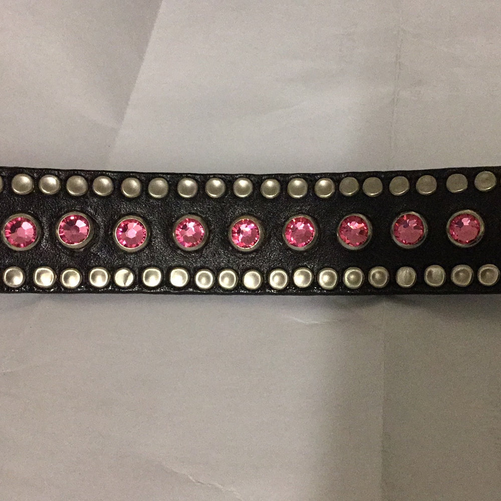 Woof Wear Black Collar with Pink Stones 24in