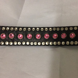 Woof Wear Black Collar with Pink Stones 24in