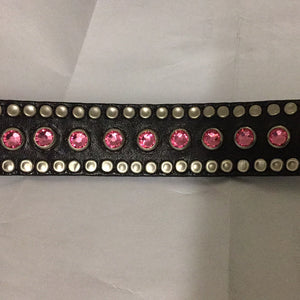 
                
                    Load image into Gallery viewer, Woof Wear Black Collar with Pink Stones 24in
                
            